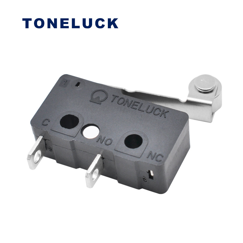 TONELUCK微动开关S1系列 电子门锁微动开关带滚轮手柄2脚微动开关